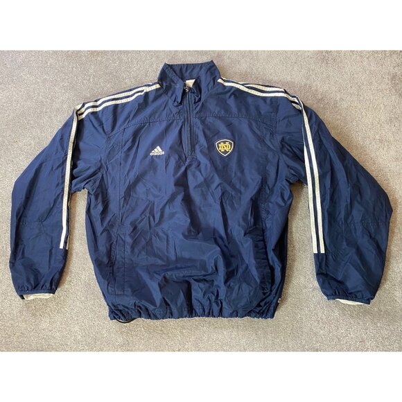 adidas Other - Adidas Notre Dame Windbreaker Jacket Navy Blue Quarter Zip Size XL